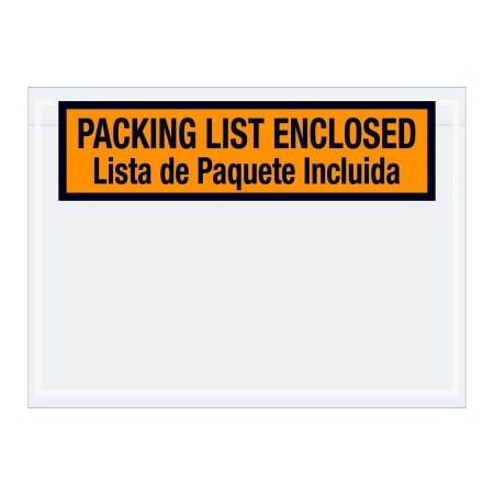 Box Packaging Bilingual Envelopes, "Packing List Enclosed" Print, 7-1/2"L x 5-1/2"W, Orange, 1000/Pack PL500
